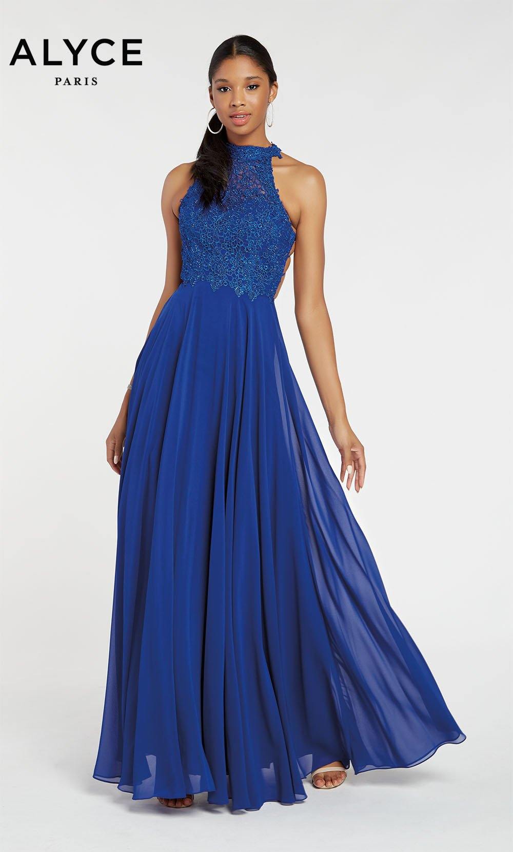 Formal Dress: 60061. Long, Halter, Flowy, Racer Back Alyce Paris