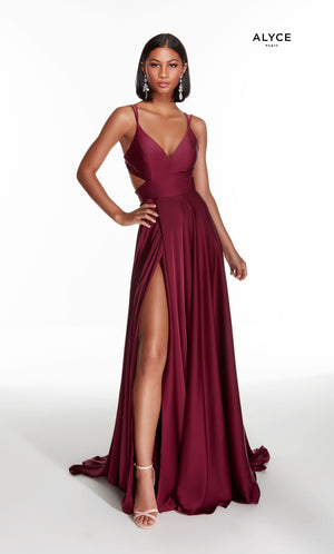 Formal Dress: 60453. Long, V-Neck, Flowy, Cutout Back Alyce Paris