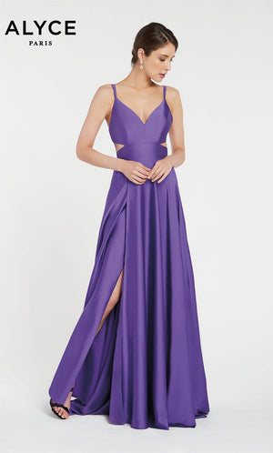 Formal Dress: 60453. Long, V-Neck, Flowy, Cutout Back Alyce Paris