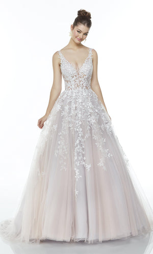 Formal Dress: 61106. Long Embroidered Dress, Plunging Neckline, Ballgown Alyce Paris