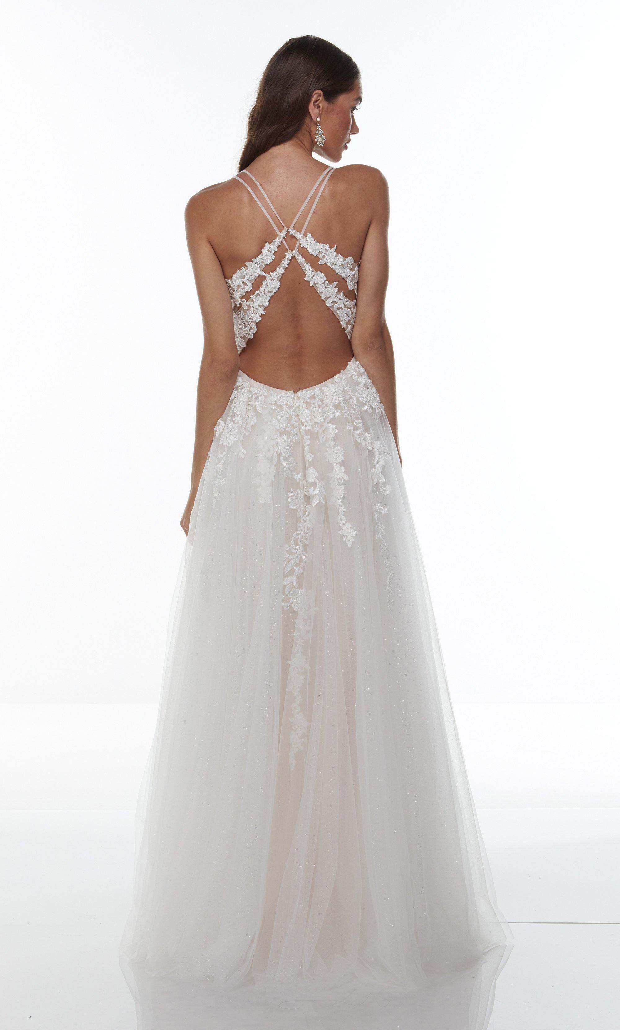 Formal Dress: 61110. Long Sexy White Dress, Plunging Neckline, High-low Alyce Paris