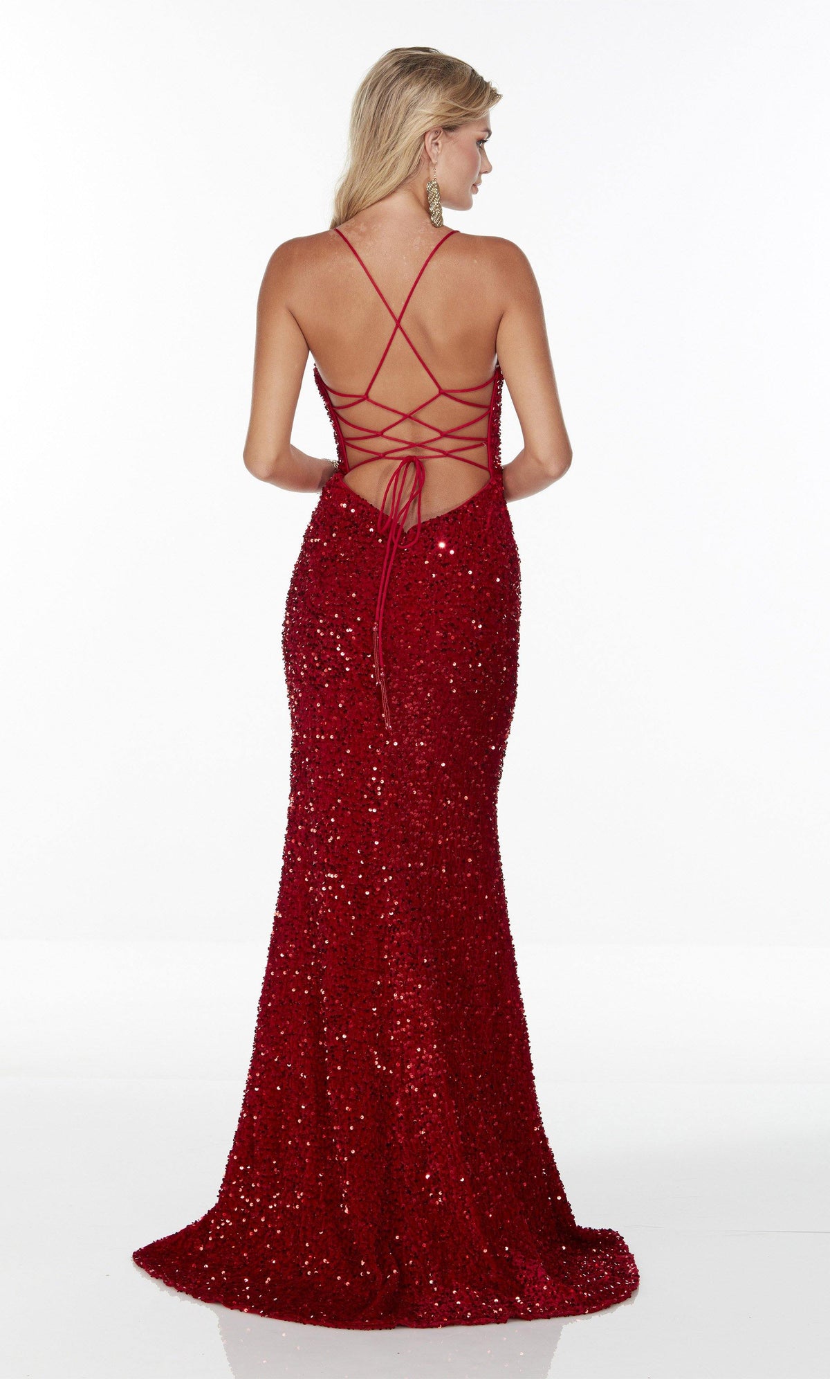 Formal Dress: 61181. Long Strappy Back Dress, Square Neckline, Straight Alyce Paris