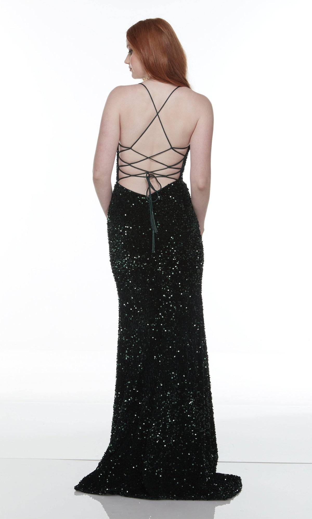 Formal Dress: 61181. Long Strappy Back Dress, Square Neckline, Straight Alyce Paris