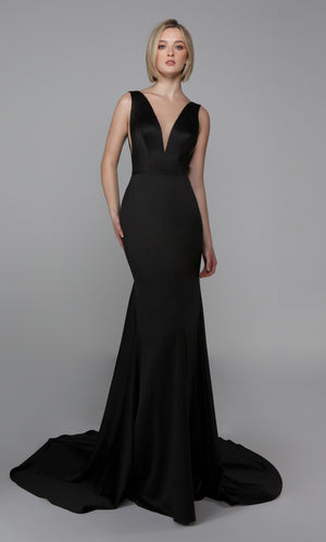 Formal Dress: 7021. Long Sexy Wedding Dress, Plunging Neckline, Fit N Flare Alyce Paris