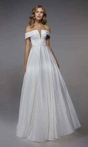 Formal Dress: 7023. Long Wedding Dress, Off The Shoulder, A-line Alyce Paris