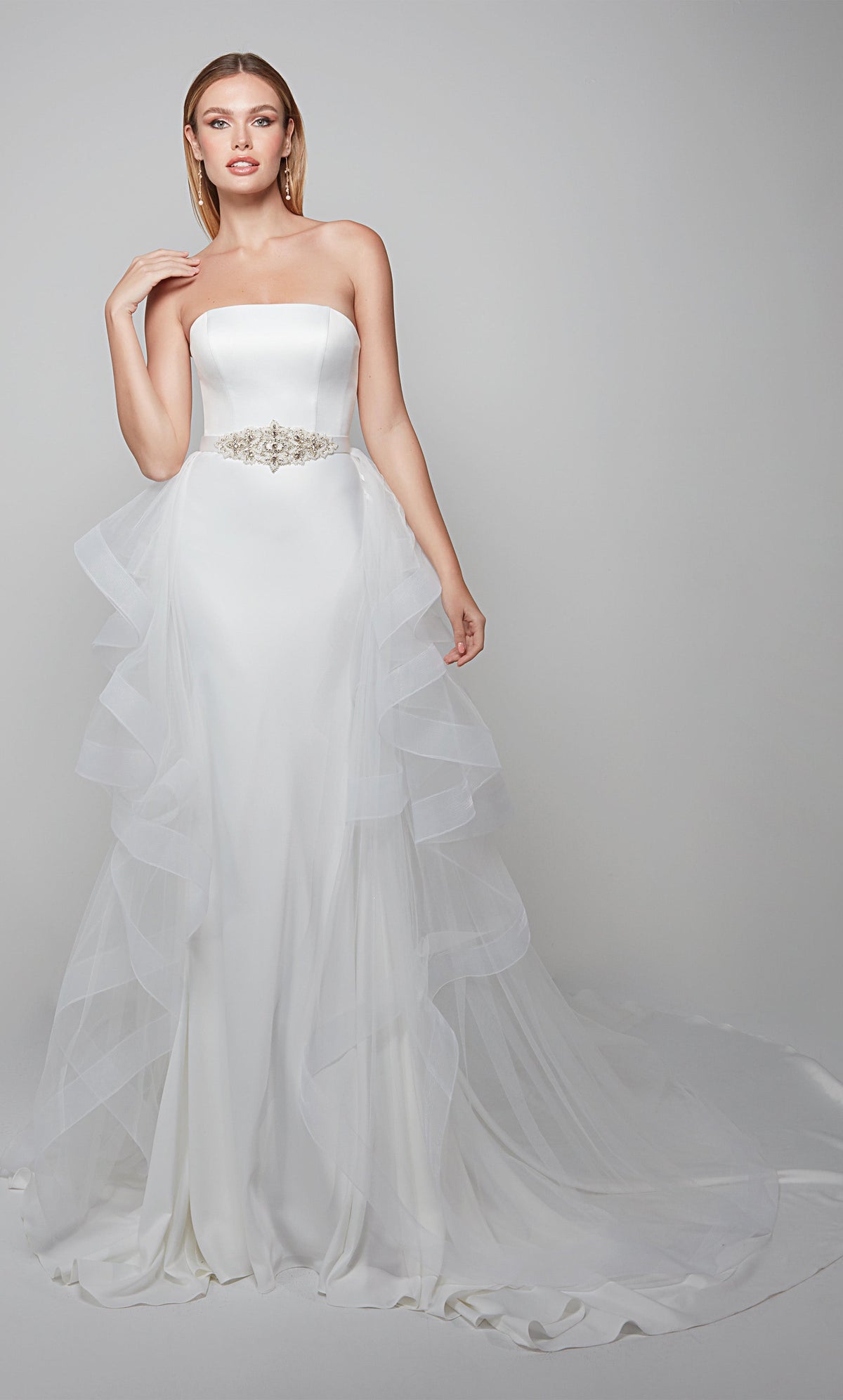 Formal Dress: 7025. Detachable Tulle Train. Bridal. Alyce Paris