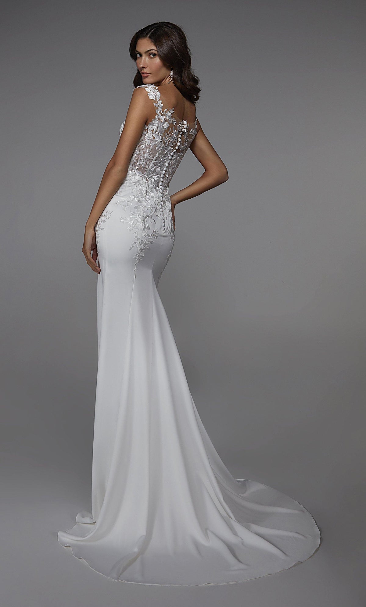 Formal Dress: 7026. Long Bridal Gown, Off The Shoulder, Fit N Flare Alyce Paris