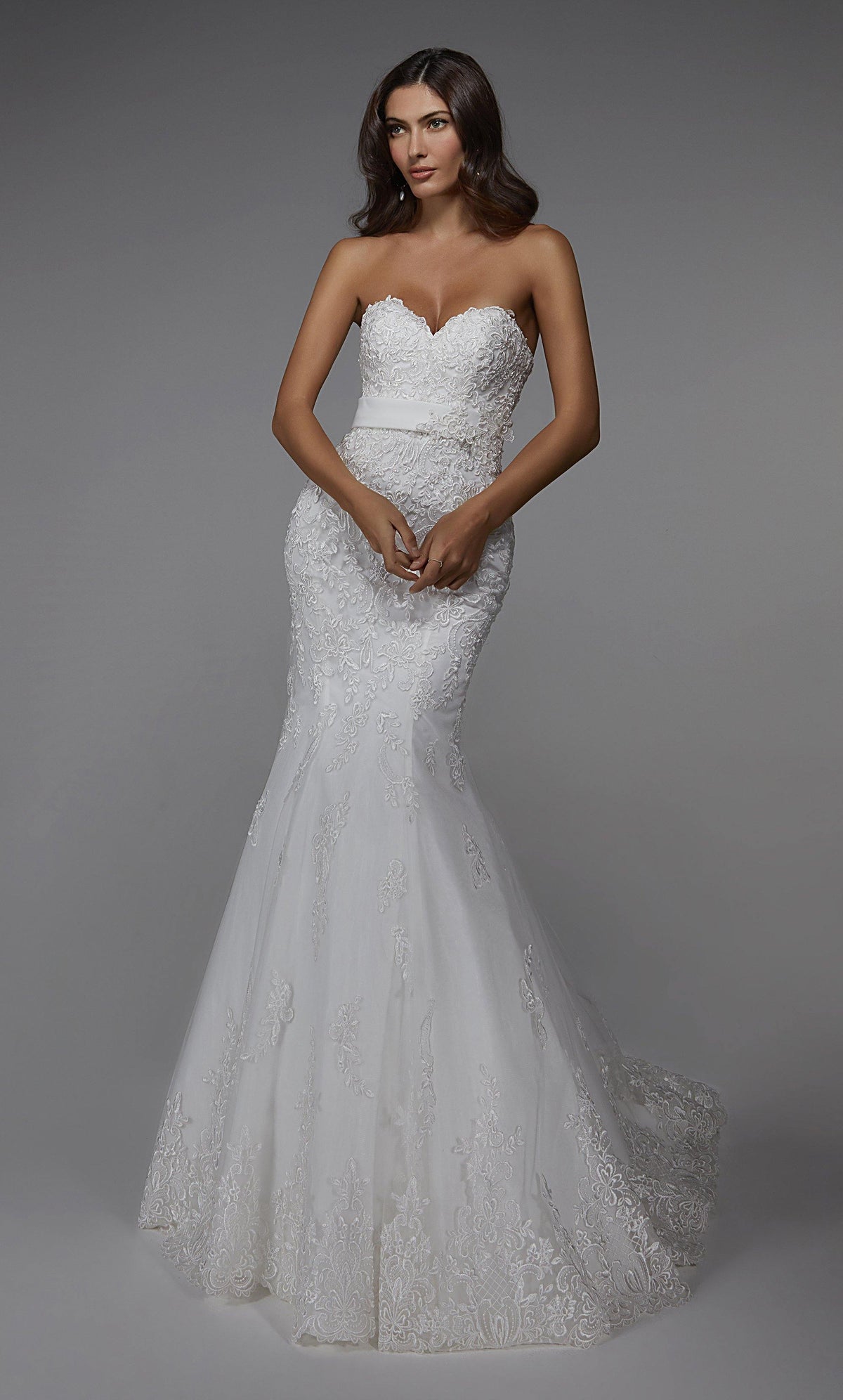 Formal Dress: 7032. Long Wedding Dress, Strapless, Mermaid Alyce Paris