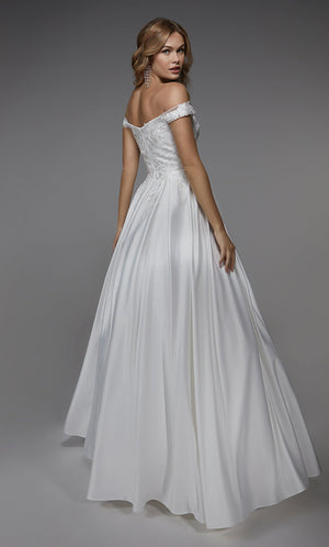 Formal Dress: 7034. Long Wedding Dress, Off The Shoulder, A-line Alyce Paris