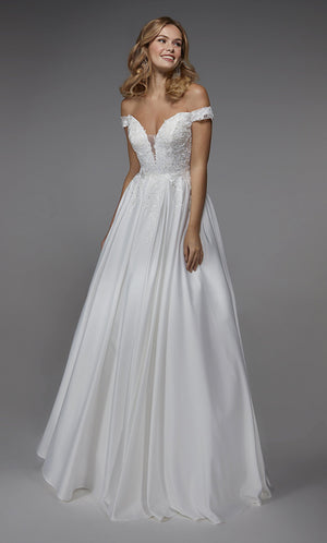 Formal Dress: 7034. Long Wedding Dress, Off The Shoulder, A-line Alyce Paris