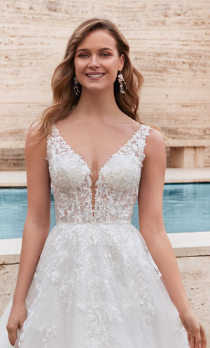 Formal Dress: 7039. Long Wedding Dress, Plunging Neckline, Ball Gown Alyce Paris