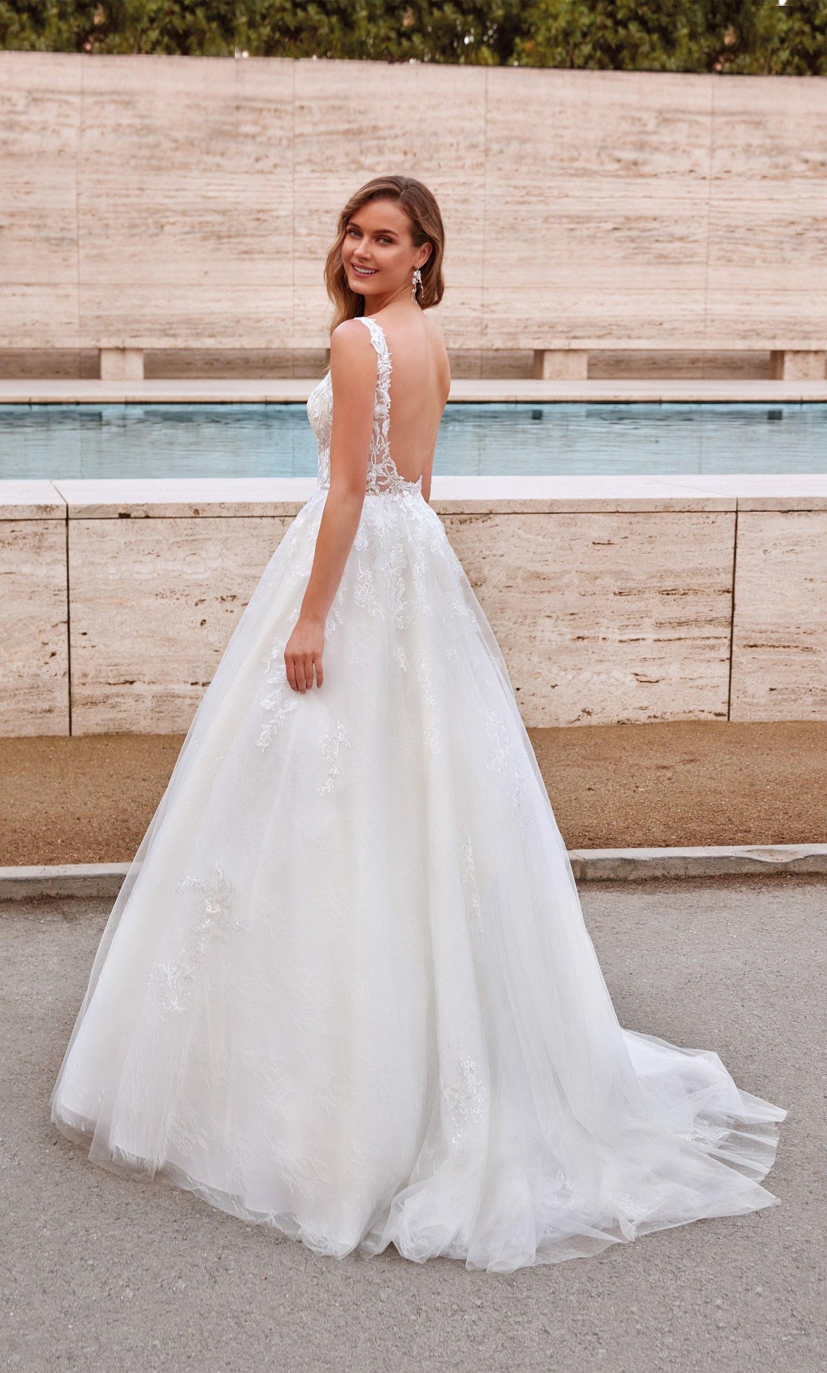 Formal Dress: 7039. Long Wedding Dress, Plunging Neckline, Ball Gown Alyce Paris